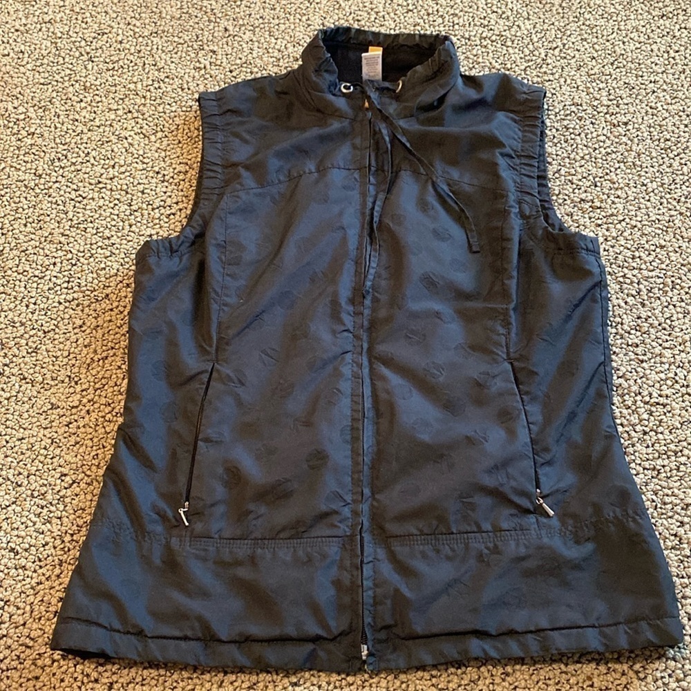 Lucy Fleece Lined Black Polka Dot Zip Up Vest Size XS in EUC